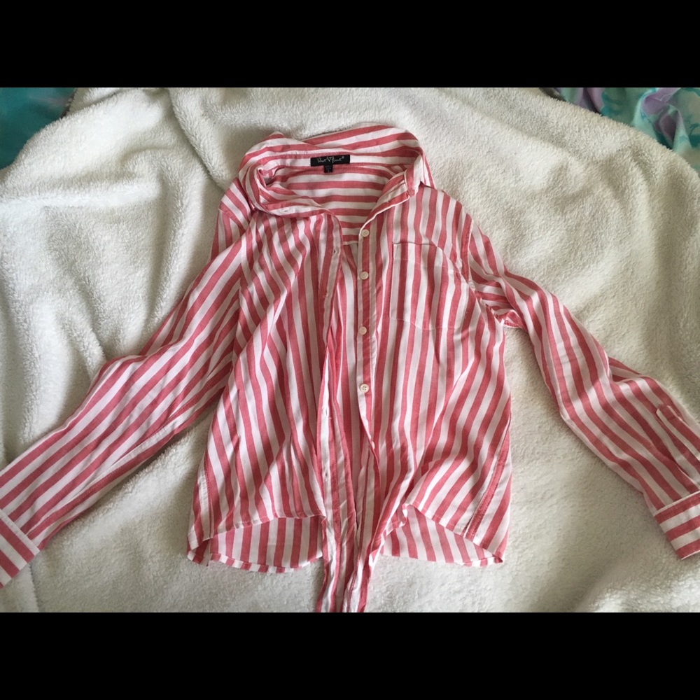 Pink Striped Button Down Top - Picture 2 of 2